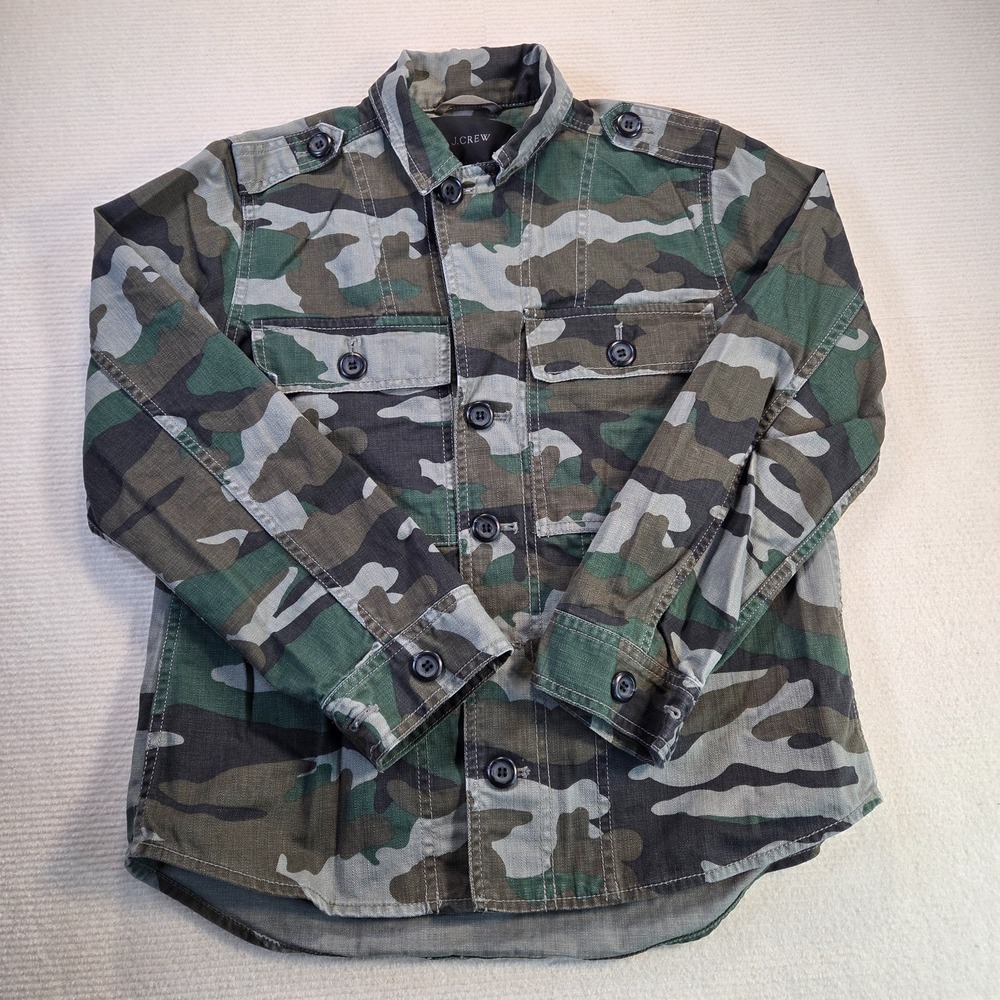 J Crew Camo Jacket Shirt Shacket Women's Size XS Buttons Army Chore Coat